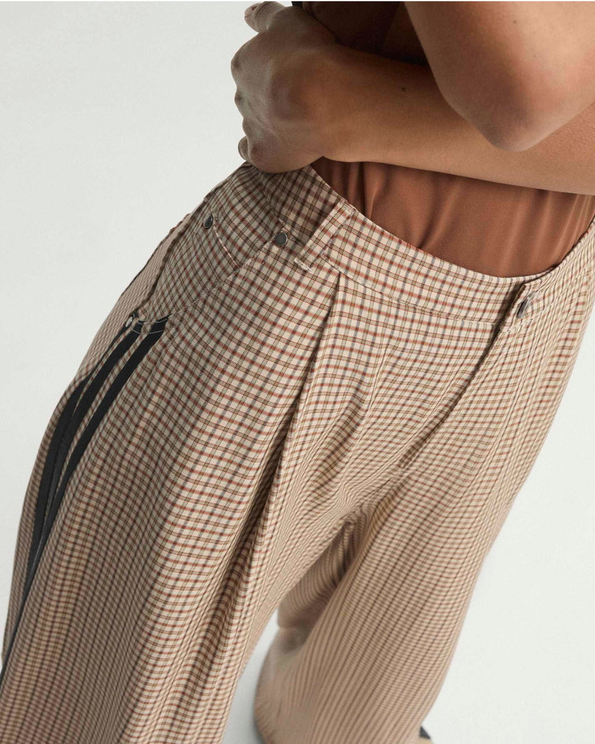 Badigirl Checks Trouser Loose Kadın Pantolon