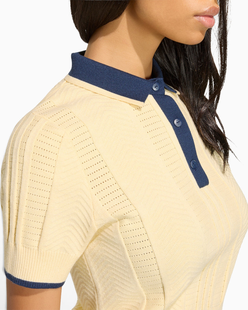 Cable Knit Cali Kadın Polo T-Shirt