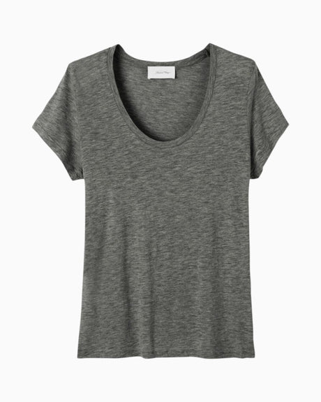 American Vintage Jacksonville Kadın U-Neck T-Shirt Anthracite Chine