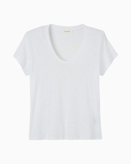 American Vintage Jacksonville Kadın U-Neck T-Shirt Blanc