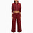 Anais&Margaux Full Zip Relaxed Crop Hoodie Burgundy Kırmızı