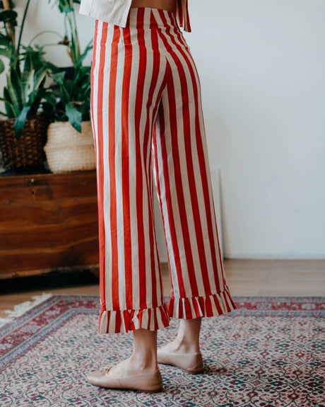 Mama in Love Frill Stripes Kadın Pantolon