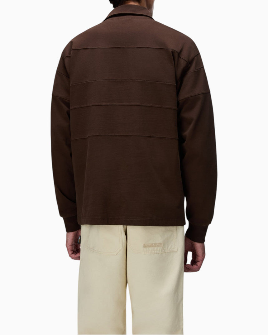 Napapijri Bloom Jersey Long-Sleeve Erkek Polo T-Shirt Dark Brown
