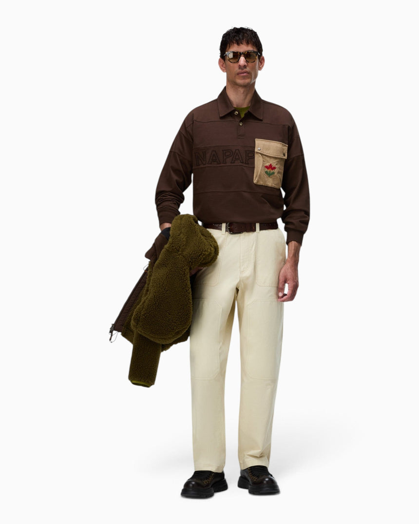 Napapijri Bloom Jersey Long-Sleeve Erkek Polo T-Shirt Dark Brown