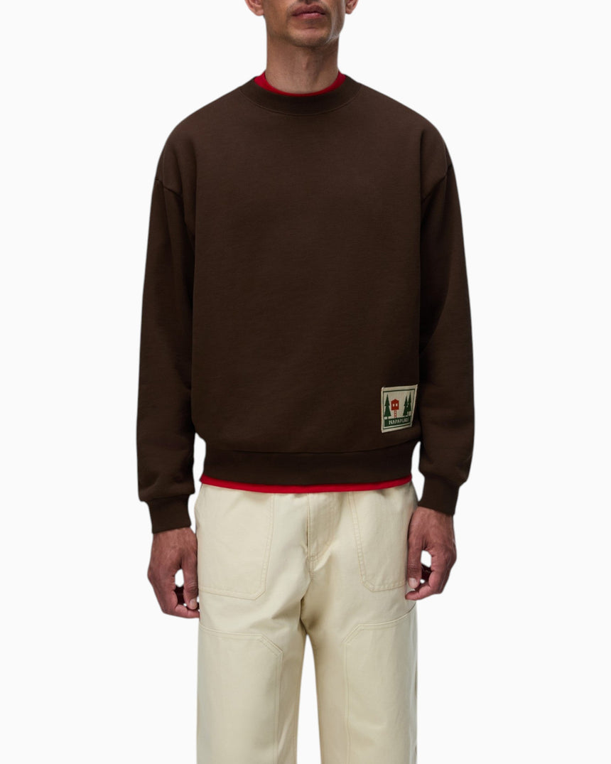 Napapijri Trahus French Terry Erkek Sweatshirt Dark Brown