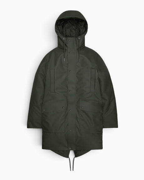 Rains Nome Long Parka Green