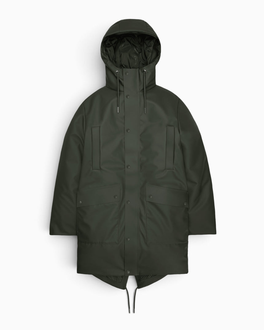 Rains Nome Long Parka Green