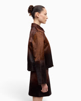 Samsøe Samsøe Salylo Leather Jacket Dark Brown Dip-Dye