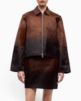 Samsøe Samsøe Salylo Leather Jacket Dark Brown Dip-Dye