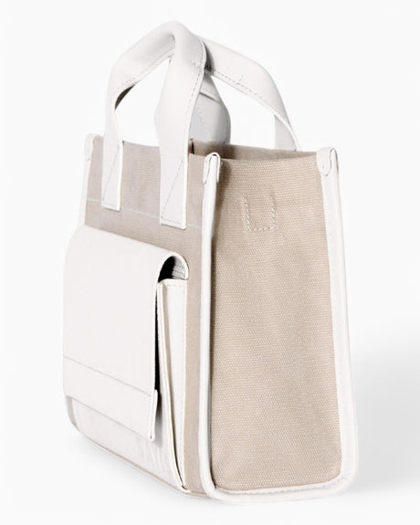 SAYÉS Stitched Pocket Mini Kadın Omuz Çantası Beige and Off - White