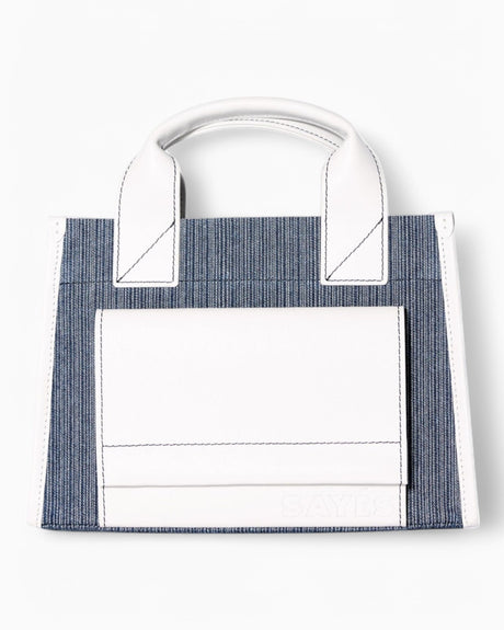 SAYÉS Stitched Pocket Mini Kadın Omuz Çantası Marin and Off - White