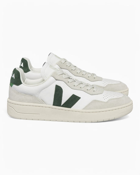 VEJA V-90 Leather Suede Logo Erkek Sneaker Extra White/Cyprus